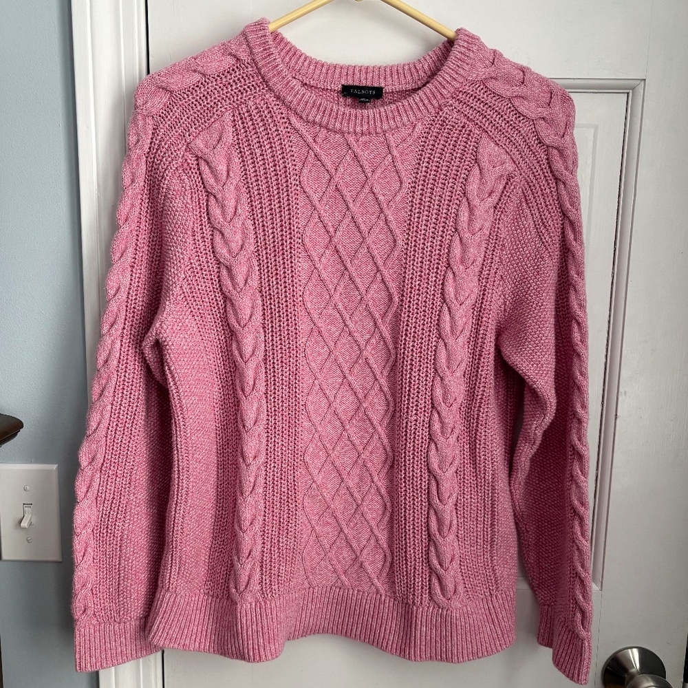 Talbots cable knit crew neck sweater, Size L
